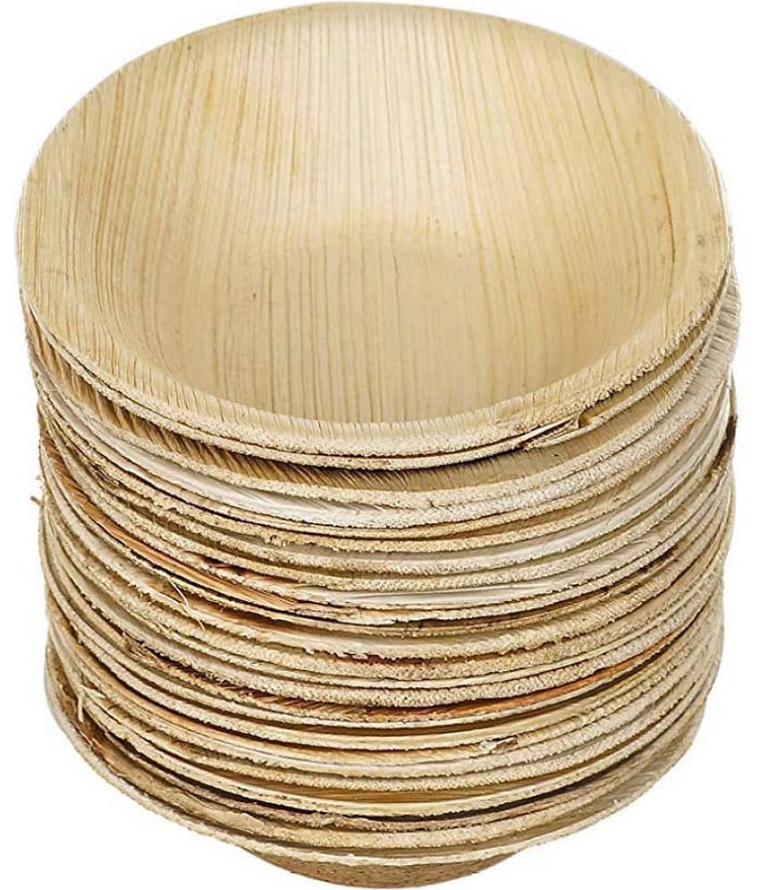 Agri Club Areca Leaves 5 Inch Round Disposal Bowl (Set-of-25)