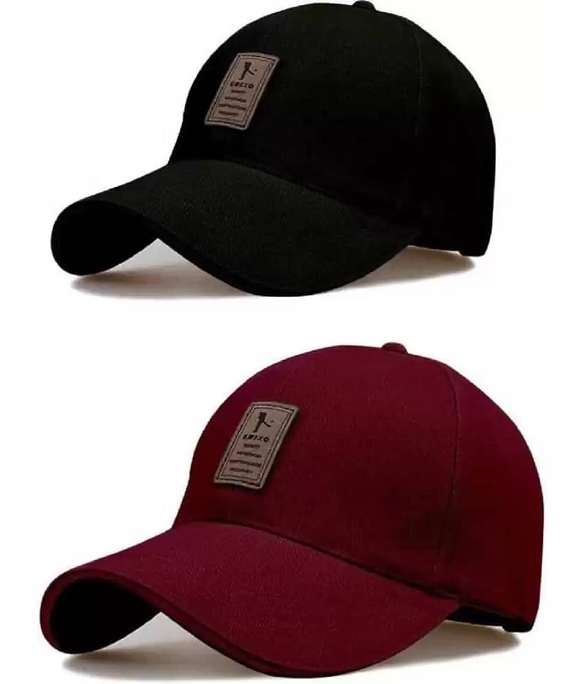 FAS Pack of 2 Cotton Men's Cap ( Black )
