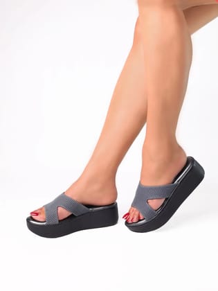 Inaya Grey Wedge Heels-36 / Grey