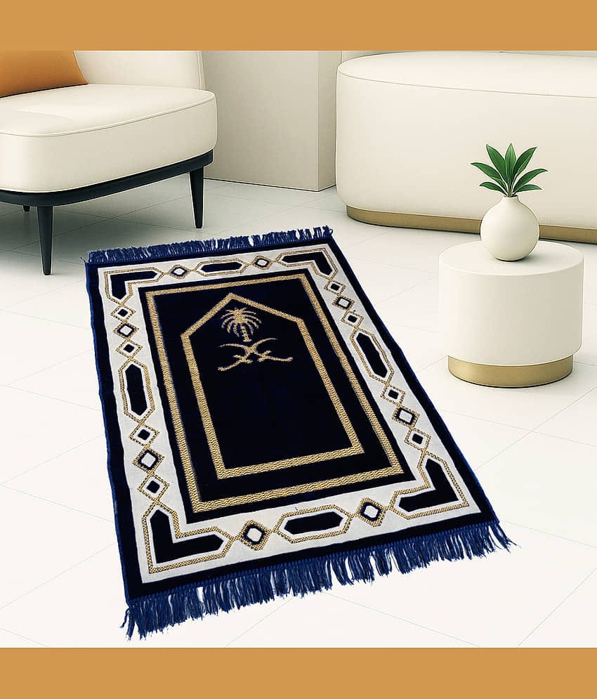 ADIRNY Blue Single Regular Velvet Prayer Mat ( 110 X 70 cm )
