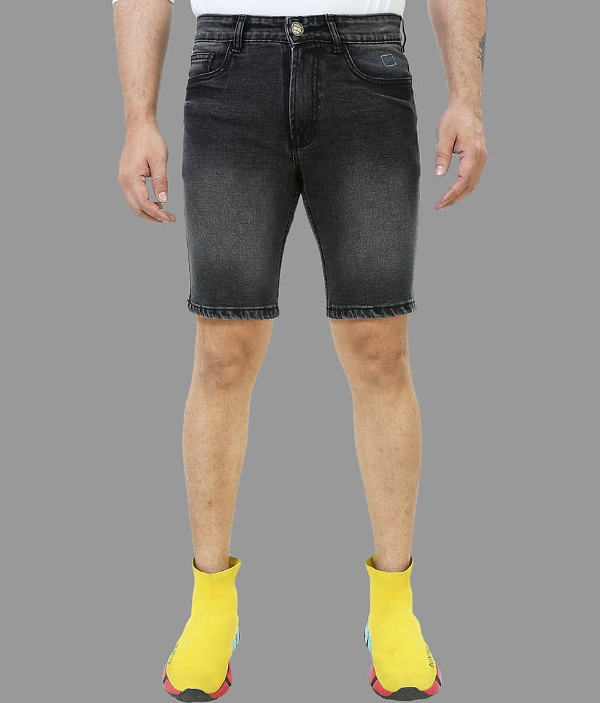plounge Black Denim Men's Denim Shorts ( Pack of 1 )