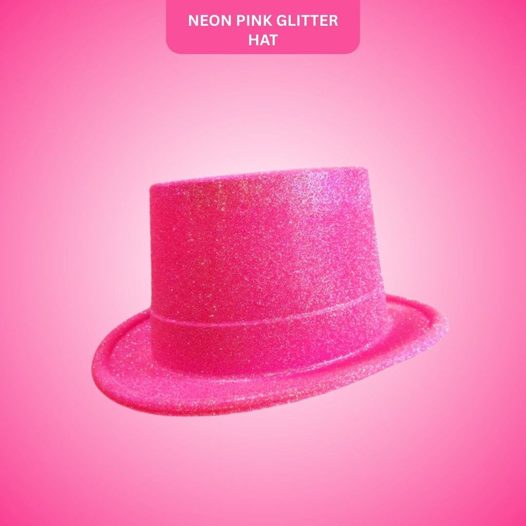 Neon Pink Glitter Hat for Adults - 1PC - Party and Festive Needs | Buy online on ZillyBuy