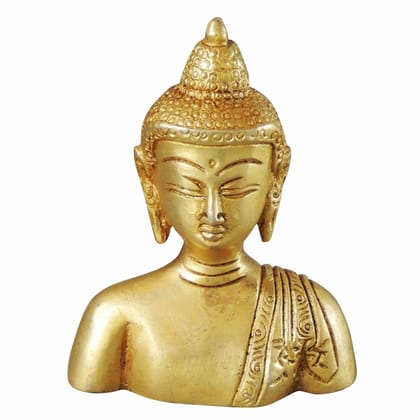Brass Half Buddha Decorative Statue - Premium Spiritual Showpiece, Height : 4 Inch (BSMAS1073 D)