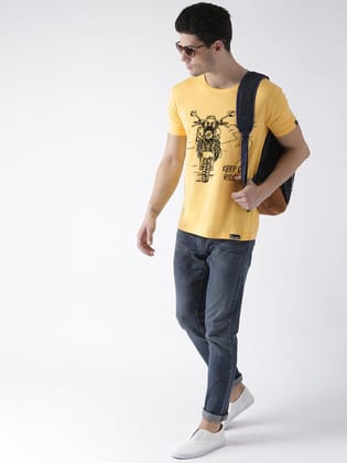 Young Trendz Bio-Wash Cotton Half Sleeve KEEPONRIDE1 Graphic Printed YELLOW1 T-Shirt-YELLOW / Medium / 100% Bio Wash Cotton