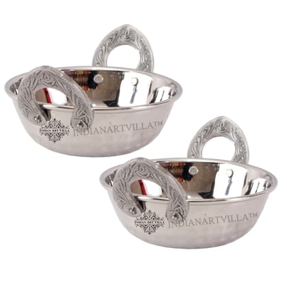 Steel Single Side Hammered Design Kadhai with Embossed Handle-1200ML / 2