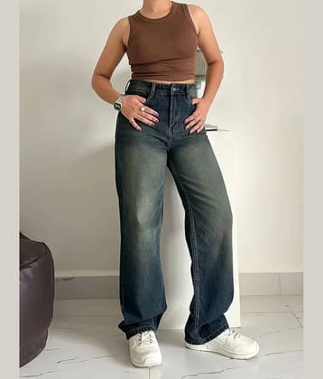 GF Women's Baggy High-Rise Jeans ( Green )