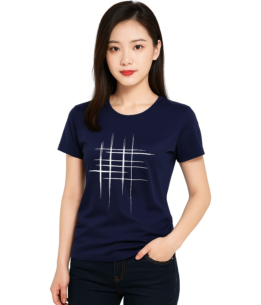 attitude start of fashion Women Cotton Printed Regular Fit Round Neck T-Shirt ( Blue )