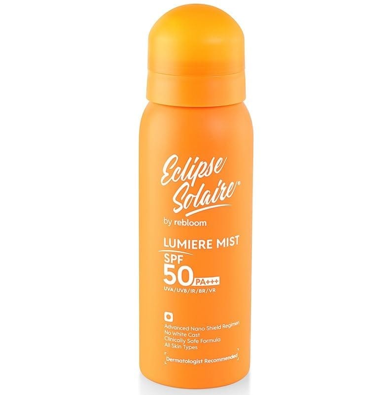 Eclipse Solaire Lumiere Mist Sunscreen Spray SPF 50 PA+++ UVA/UVB/IR/BR/VR/No White Cast/All Skin Types Yuderma 100ml