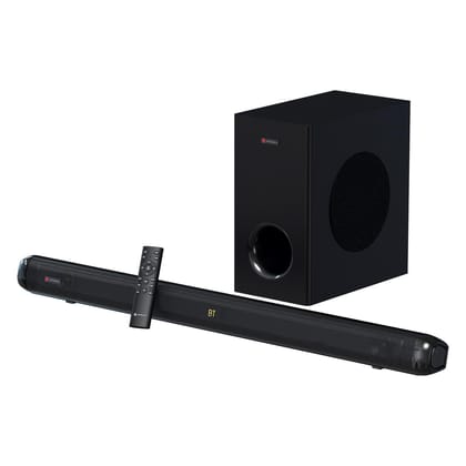Portronics Pure Sound 108 160W Bluetooth Soundbar with Deep Bass, 6.5 Inch Subwoofer, 2.1 Channel Home Theatre, 3 EQ Modes, 3D Effect, Bluetooth 5.3V, Sleek Remote Control, Wide Compatibility (Black)