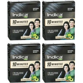 Indica Natural Black Powder Hair Colour - 40g (Pack Of 4)