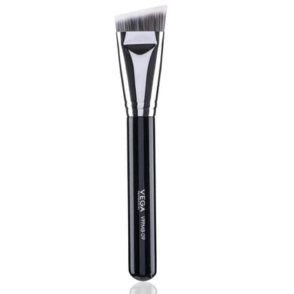 Vega Professional Angled Sculpting Brush, Soft Bristles, Copper Ferrule, Wooden Handle(VPPMB-09)