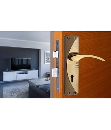 ONMAX Heavy Duty Mortise Door Lock for Bedroom, Living Room, Main Door, Black Gold Finish | 3 Keys | 6 Lever Double Action Lockset for House Hotel Office (SML6+S704MBG)
