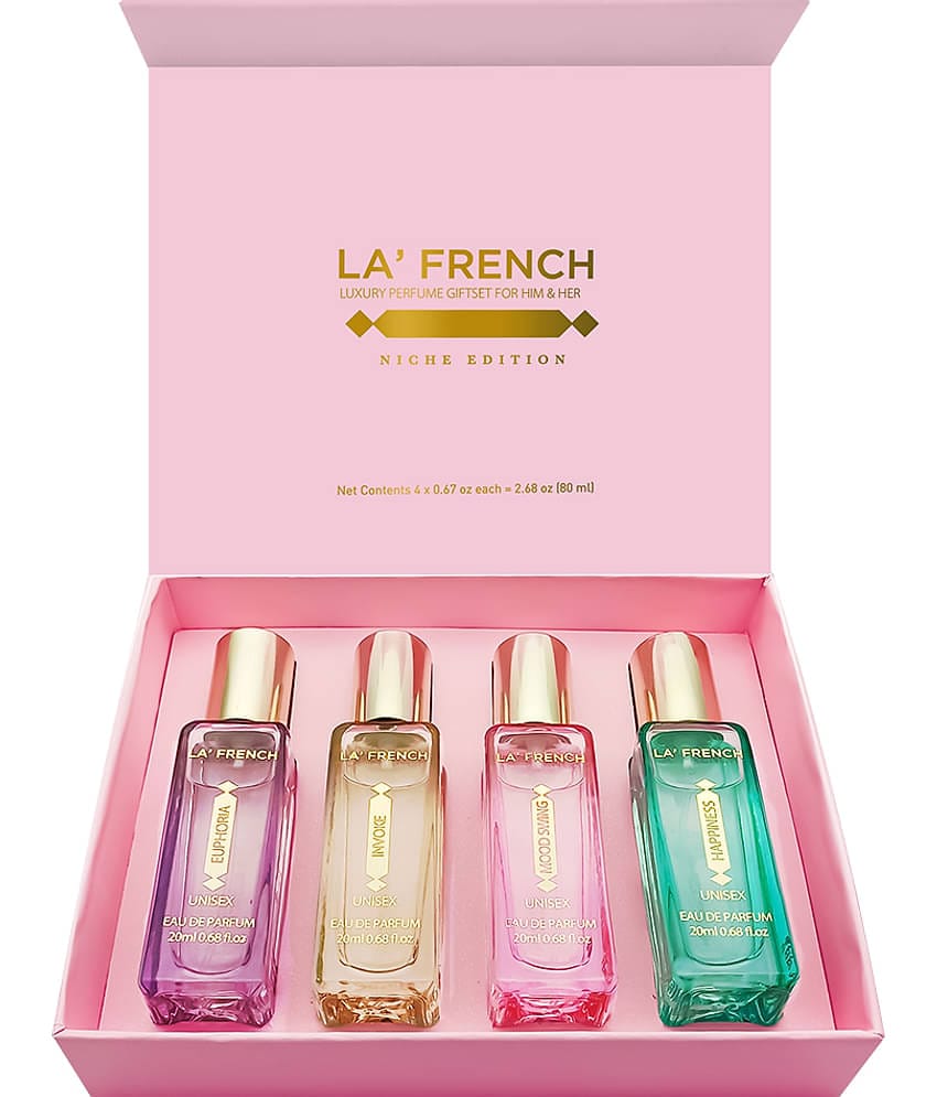LA FRENCH - Mood Perfume Gift Set (Pink) Eau De Parfum (EDP) For Unisex 80ml ( Pack of 1 )