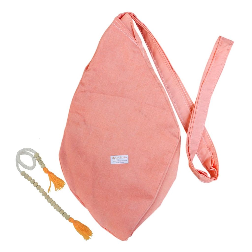 MAYAPURI Pure Cotton Japa Mala Bag, Beads Or Chanting Bag with Zip Pocket and Sakshi Mala Counter (Pale Salmon, Pack of 1) - Pooja Needs | Buy online on ZillyBuy