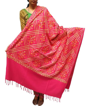 KASHMIRI Pink Ari Embroidery Shawl