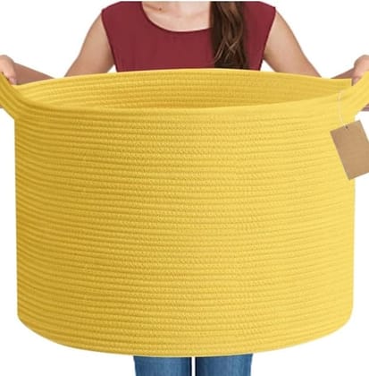 Generic Cotton Pack Of_1 14x12 Inch Storage Basket For Clothes With Out Lid (Yellow)-PID66474
