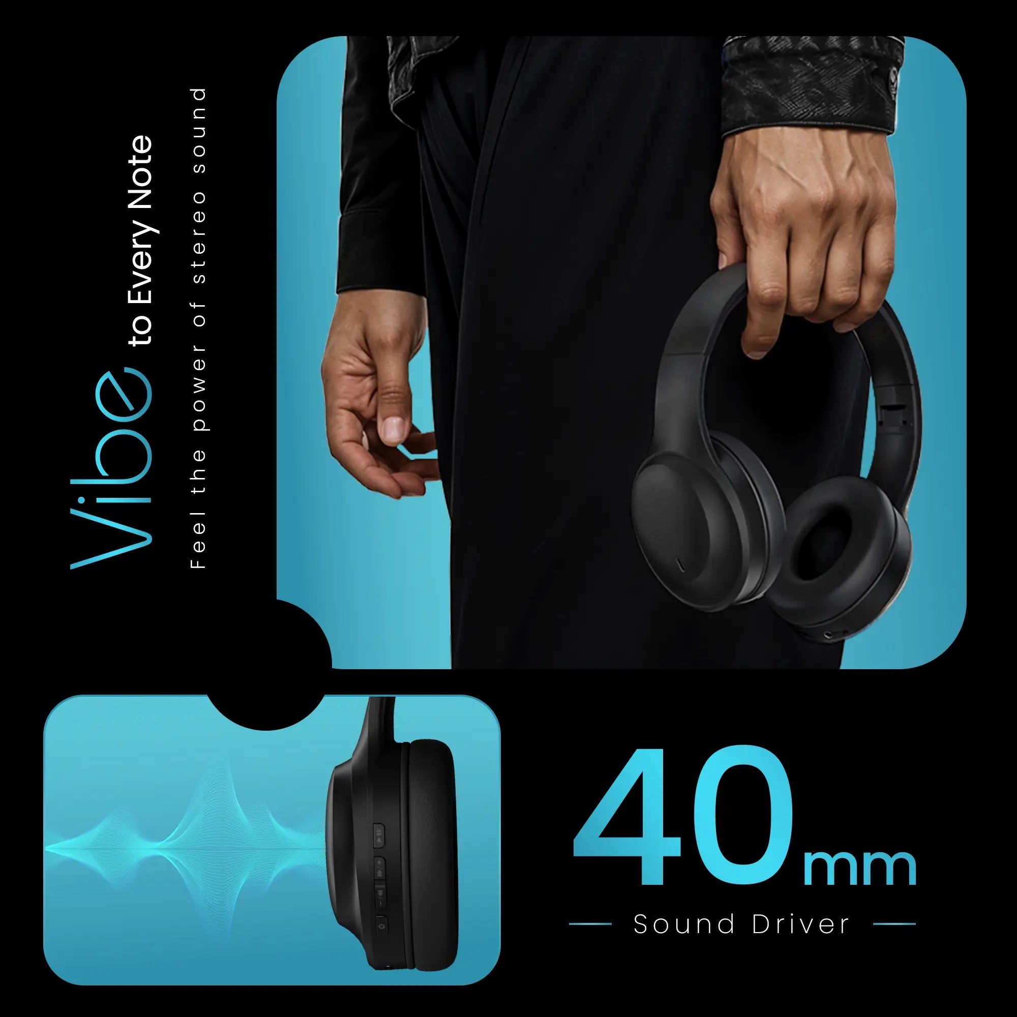 Hammer Vibe ENC Bluetooth Gaming Headphone Long Play Time Hammer Vibe ENC Bluetooth Gaming Headphone Long Play Time - Beige V