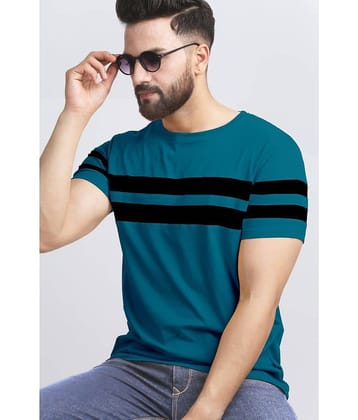 AUSK Pack of 1 Cotton Blend Regular Fit Men's T-Shirt ( Teal Blue )
