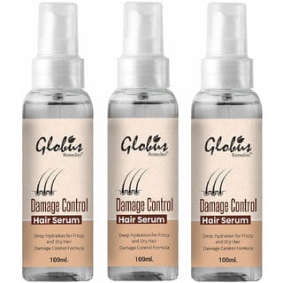 Globus Remedies Damage Control Hair Serum, For Frizzy Hair, Smoothens Rough Ends, Adds Instant Shine,100ml, Set of 3