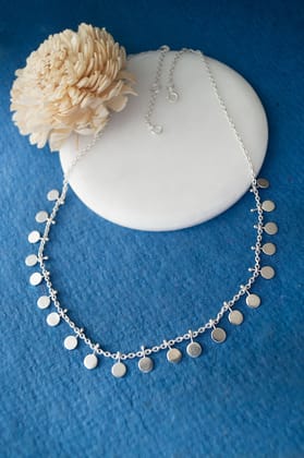 Classic Circle Garland Sterling Silver Necklace-Silver / 16 inches adjustable upto 18 inches