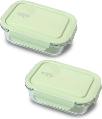 ATIPRIYA Borosilicate 410 ml Glass Multicolor Multi-Purpose Container ( Set of 2 )
