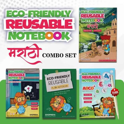 Marathi Combo Eco Friendly Reusable Notebooks for Handwriting & Learning Skills Improvement Combo (Set 2)