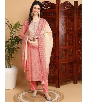 Vaamsi Rayon Printed Kurti With Pants Women's Stitched Salwar Suit - Peach ( Pack of 1 )