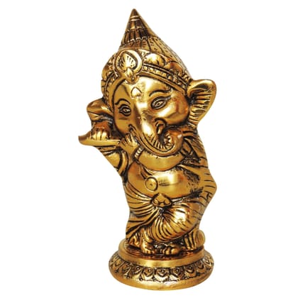 Aluminium  Showpiece Ganesh Ji Statue With Gold Finish (ASMAS385 G)