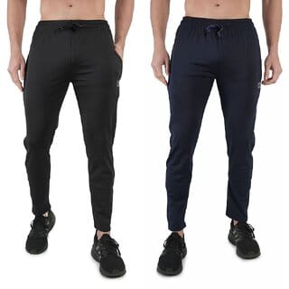 Kwings Mens Lower Combo Pack (Pack of 2) Lycra blend Plain sports wear Bottoms