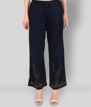 Aadrika - Navy Blue Rayon Flared Women's Palazzos ( Pack of 1 )