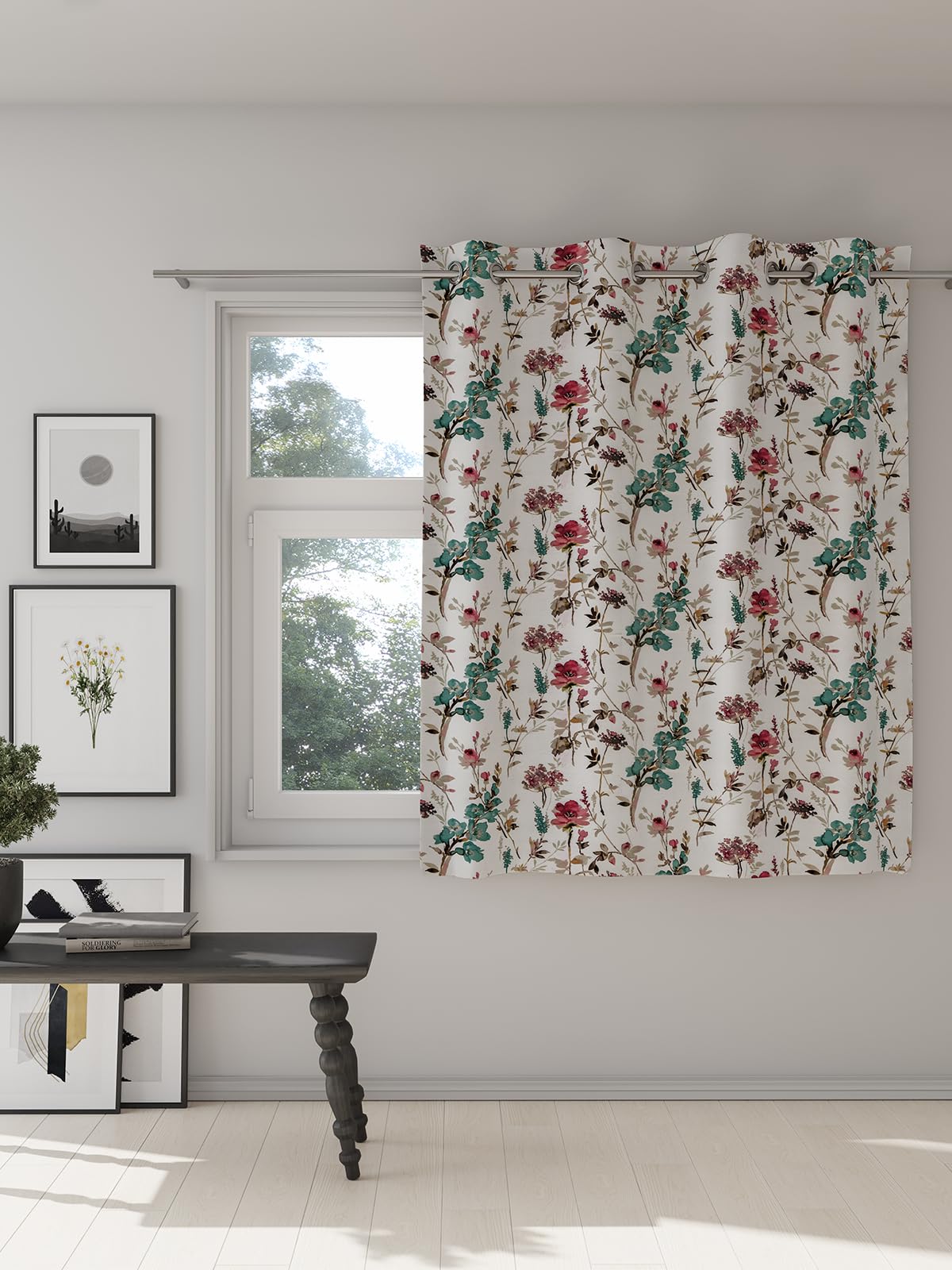 DDECOR - 100% PolyesterFloral PatternWindow 5 Ft|135 CM X 160 CM| - Turquoise