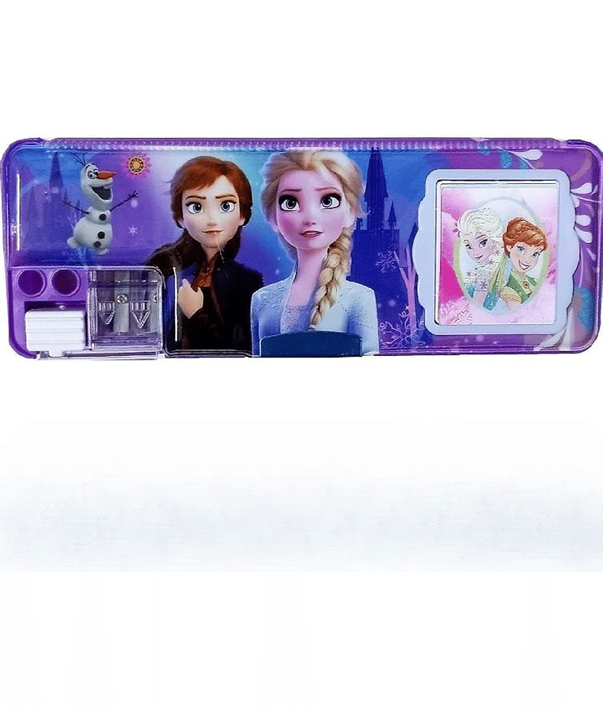 Kalra Magic Children's Calculator Plastic Stationery Box Primary School Cartoon Double Sided Tape Multifunctional Pencil Box ( 1 Pack )
