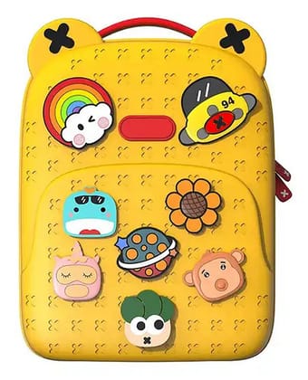 Spot HUNT 3 D Diy Children's Backpack Waterproof Dustproof Weatherproof Lightweight Shoulder Travel Bag - Height 14 Inches (Color May Vary)-Yellow