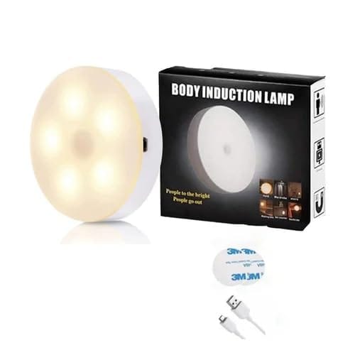 Motion Sensor LED Night Light, Body Induction Lamp, Warm White, Battery Powered, Wireless, Auto On/Off