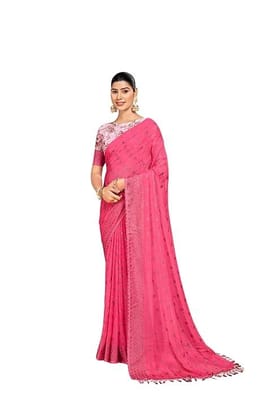 Women's Chiffon Saree with Matching Georgette Blouse