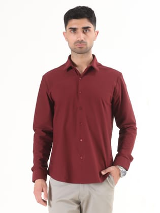 Men Solid Casual Maroon Shirt-S