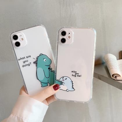 Cute Dinosaur Couples Quotes Custom Slim Soft Case-Left Design