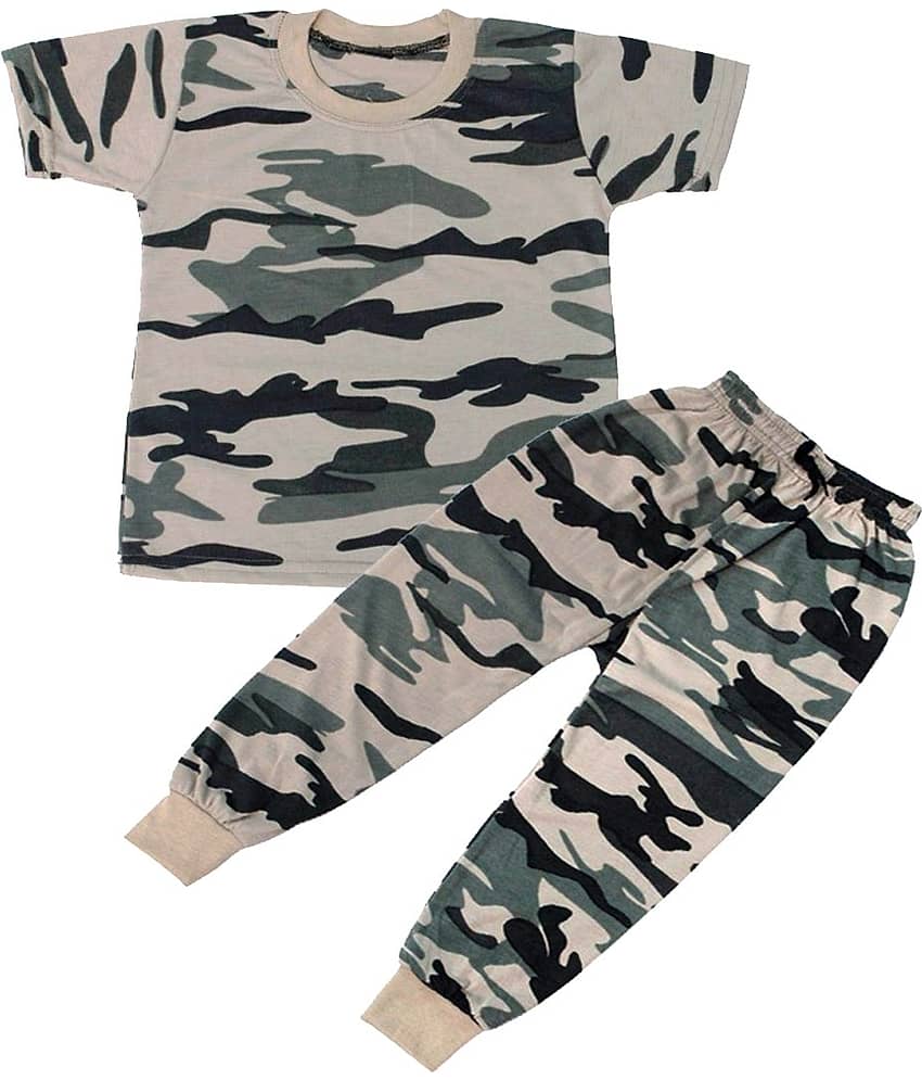 RBF84 Pack of 1 Boys Cotton T-Shirt & Trackpants Set ( Grey )