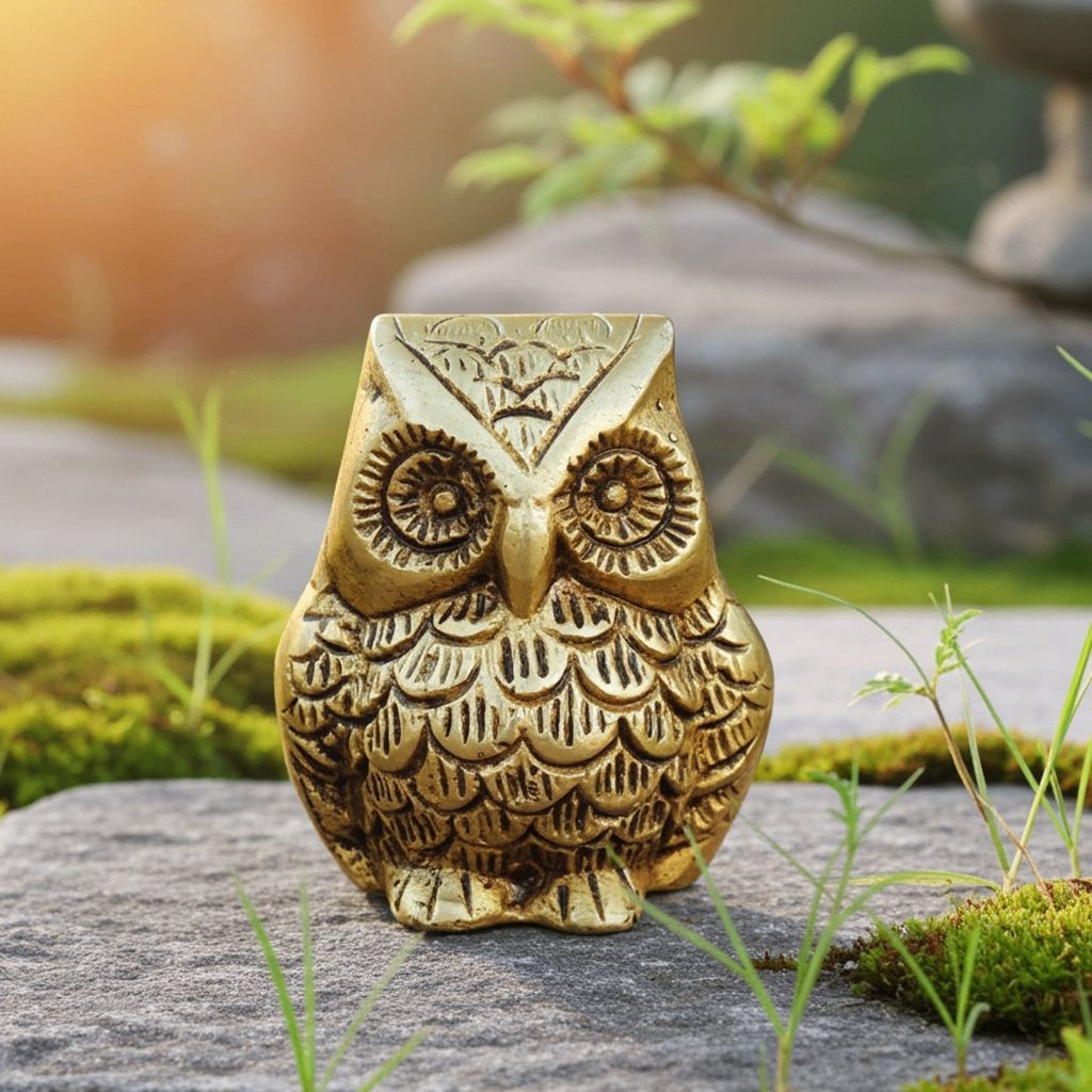 Brass Home Decorative Owl Showpiece Statue (ANMAS237 A)