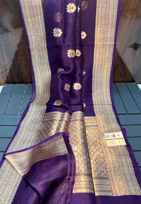 Banarasi Handloom  KhaddiPure organza Kora Silk Saree