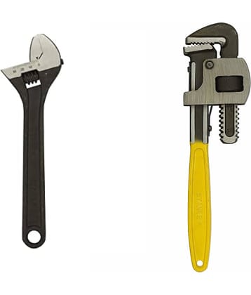 Stanley 2 Hand Tool Combo Adjustable Wrench 250Mm-10" (Stmt74895-8)/Pipe Wrench 300Mm-12" (71-642)