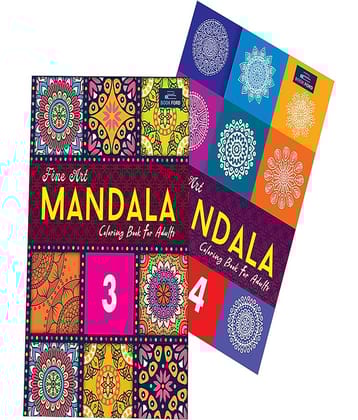 Mandala Art Coloring Book Series  Set Of 2  Part -3 And 4 - My Flora & Fauna And Art & Culture - Relaxing , Creative , Refreshing
