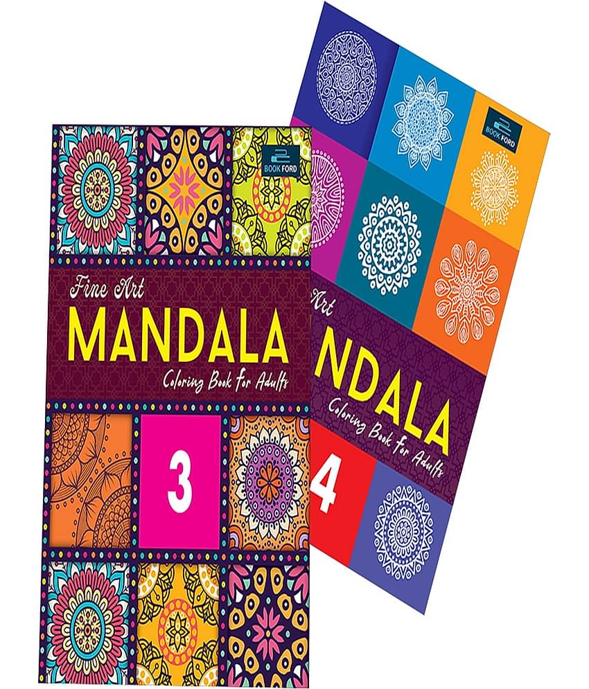 Mandala Art Coloring Book Series  Set Of 2  Part -3 And 4 - My Flora & Fauna And Art & Culture - Relaxing , Creative , Refreshing