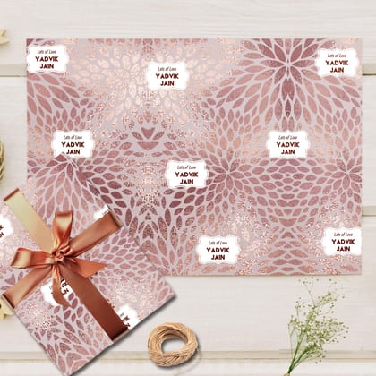 Custom Gift Wrapping Paper - Rose Whisper Design-Lots of Love / Set of 10 sheets