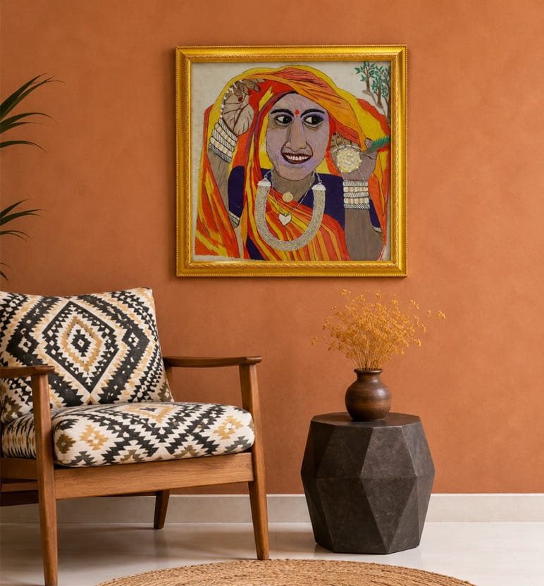 Handcrafted Jute Iranian Pattern Taka Work Frame