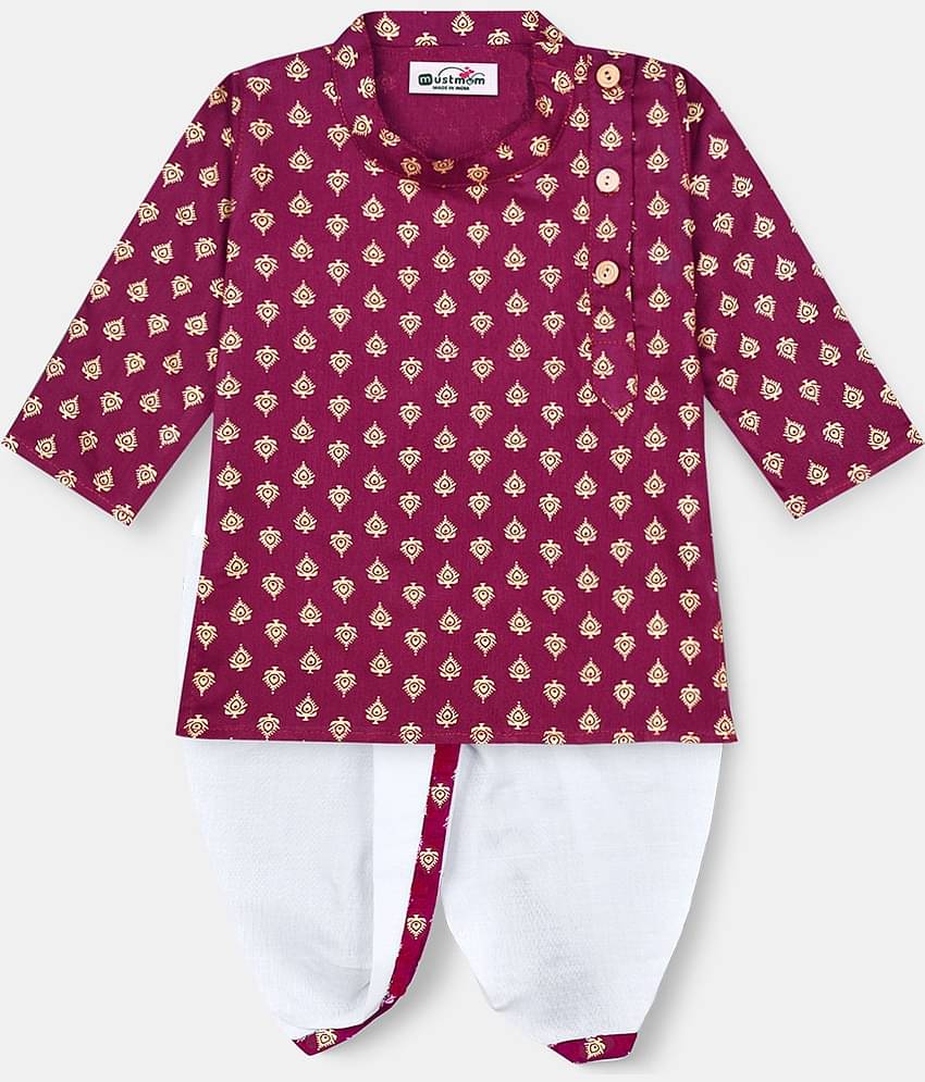 mustmom Full Sleeve Cotton Ethnic Dress Kids Lungi Dhoti Kurta Set for Boy Independence  Day colour