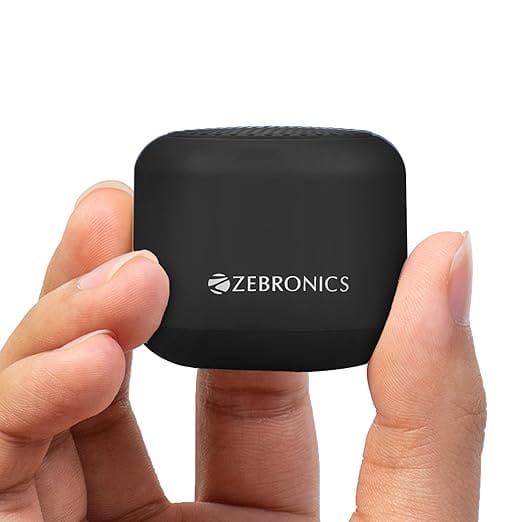 ZEBRONICS New Launch Pixie Portable Speaker, 5 Watts, Supports Bluetooth, TWS Function, mSD, Compact Design, Call Function, Carry Loop, Upto 7h Backup (Black)