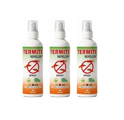 Termite Repellent Spray - 100ml | Natural & Eco-Friendly | Termite Killer | Wood Preservative | Controls Termites, Borers | Herbal and Chemical free (Pack of 3 (300 ml)) Termite Repellent Spray - 100ml | Natural & Eco-Friendly | Termite Killer | Wood Preservative | Controls Termites, Borers | Herbal and Chemical free (Pack of 3 (300 ml))