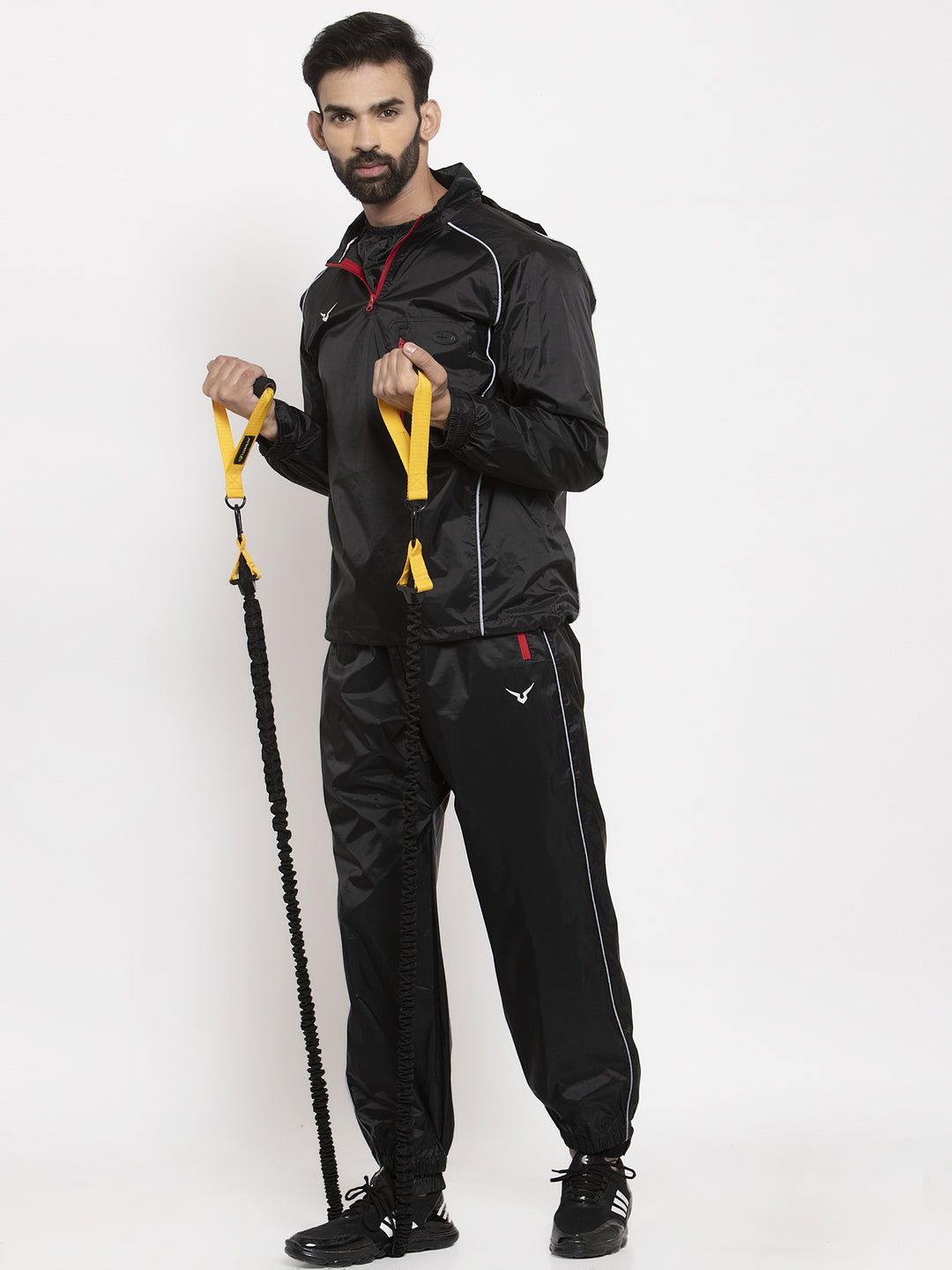 Invincible Men's Platinum Nylon Sauna Suit-Black / M