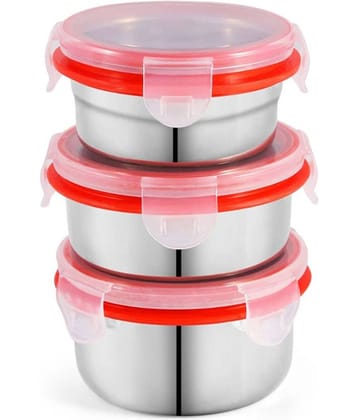 Kitcorner Lock N Steel Stainless Steel Lunch Box 3 - Container ( Pack of 3 )